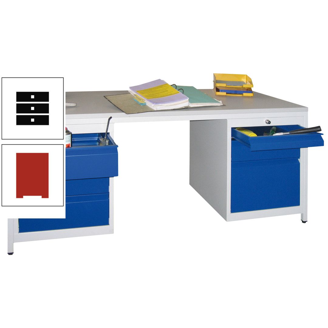 Meisterschreibtisch - 6 Schubladen, 75 / 125 / 150 / 175 / 300 mm - 720 x 1.700 x 800 mm (HxBxT) - anthrazitgrau