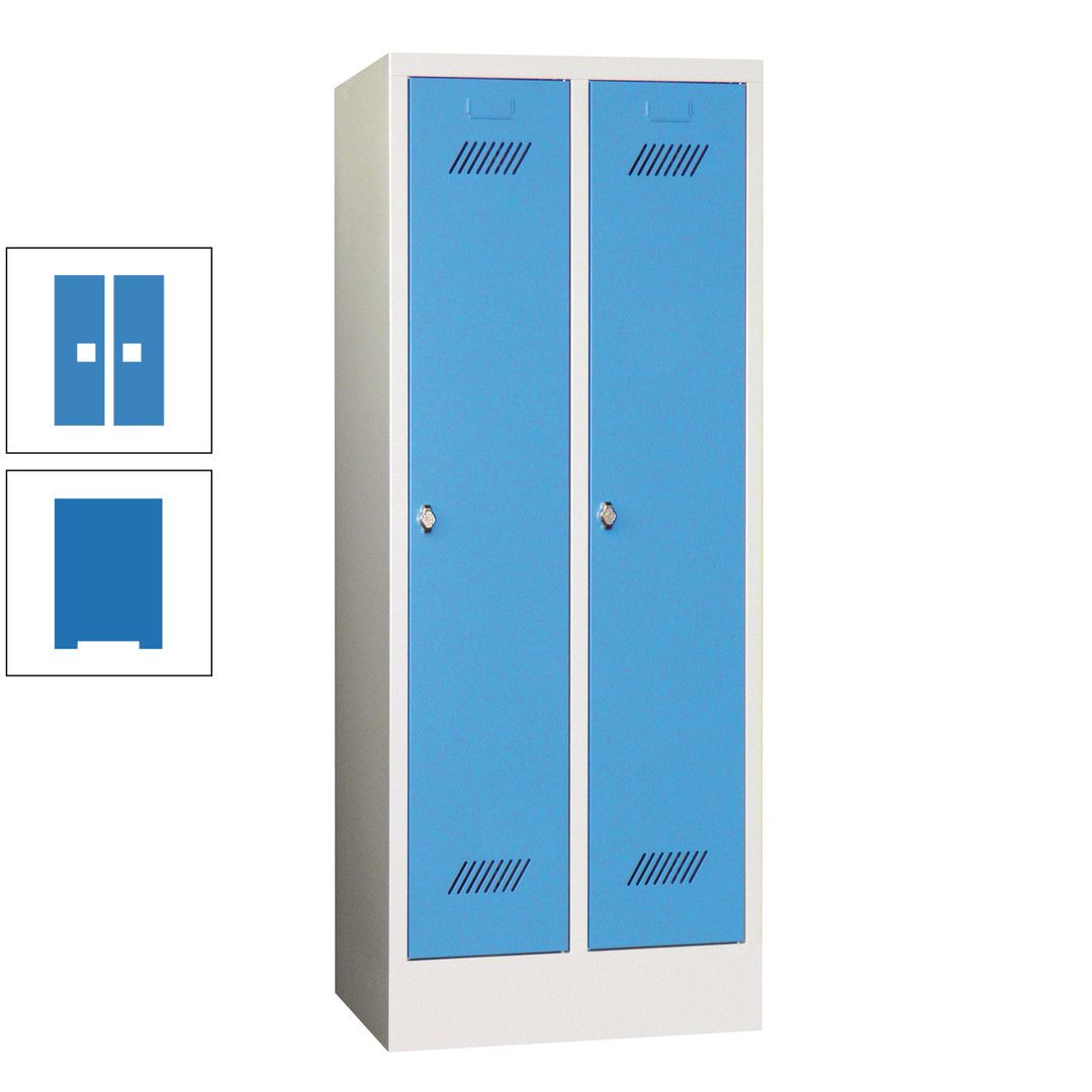 Spindschrank f. Schulen - mit Sockel - Höhe 1.600 mm - 2 Abteile a 300 mm - Drehriegel - anthrazitgrau