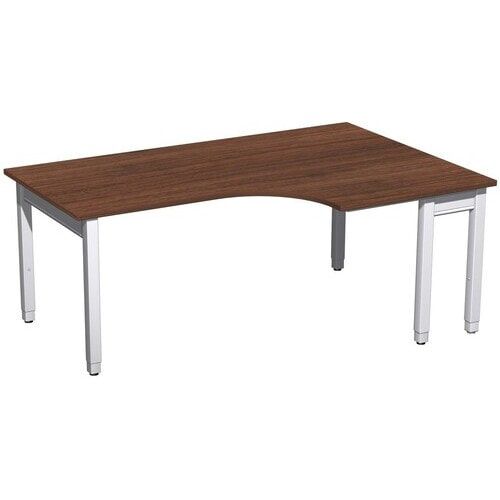 Eckschreibtisch, Eckteil 800 mm, rechts, einseitig verkürzt, 4-Fuß Quadrat Pro, höhenverstellbar, 680-800 x 1.600 x 1.200 mm (HxBxT), Dekor Ahorn