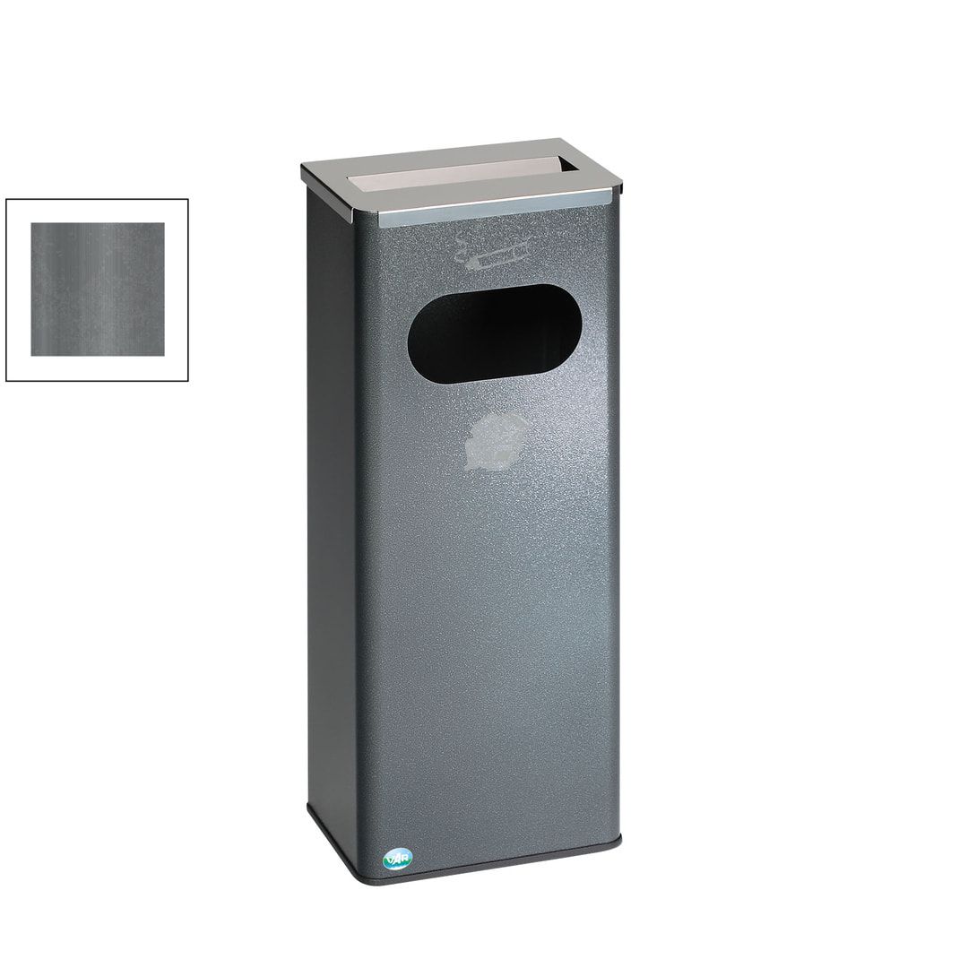 Ascher-Abfallsammler - Volumen 32 l - 760 x 310 x 220 mm (HxBxT) - Antik-silber, Struktur