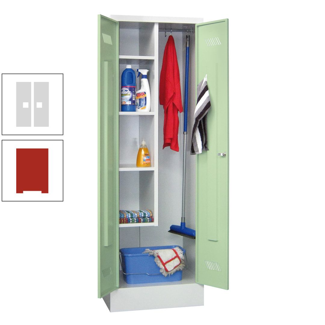 Putzschrank mit Sockel - 1 Abteil mit Trennwand - 1.850x600x500 mm (HxBxT) - Drehriegel - anthrazitgrau