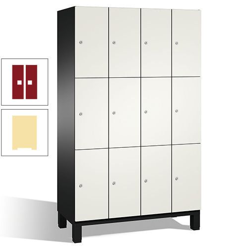Fächerschrank, Stahlschrank, 12 Fächer, Türöffnungsbegrenzer, mit Füßen, Korpus lichtgrau, Tür anthrazitgrau, 1.980 x 1.200 x 525 mm (HxBxT)