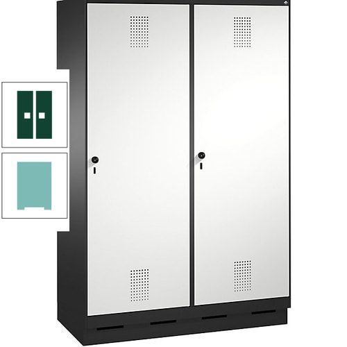 Doppel-Spind, Garderobenschrank, 2 Türen für 4 Abteile a 300 mm, Korpus anthrazitgrau, Türen anthrazitgrau, 1.800 x 1.200 x 500 mm (HxBxT)