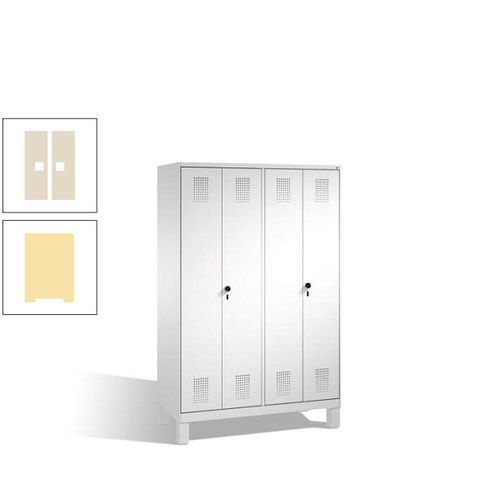 Doppel-Spind, Doppeltüren, Garderobenschrank mit Füßen, 4 Abteile a 300 mm, Korpus anthrazitgrau, Tür anthrazitgrau, 1.850 x 1.200 x 500 mm (HxBxT)