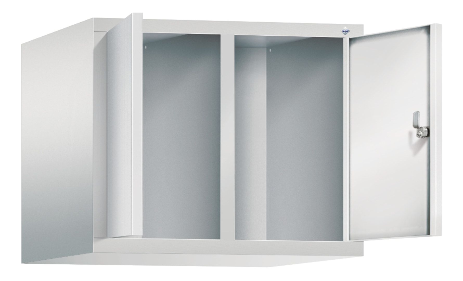 Aufsatzschrank für Spinde und Schließfachschränke, Doppeltüren, 2 Abteile, Korpus anthrazitgrau, Türfarbe anthrazitgrau, 500 x 610 x 500 mm (HxBxT)