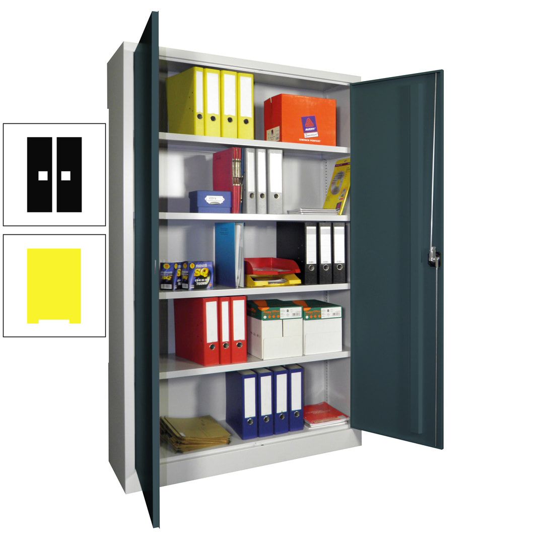 Aktenschrank - Vollblechtüren - 1.950x1.200x400 mm (HxBxT) - 4 Einlegeböden verzinkt - Zylinderschloss - anthrazitgrau
