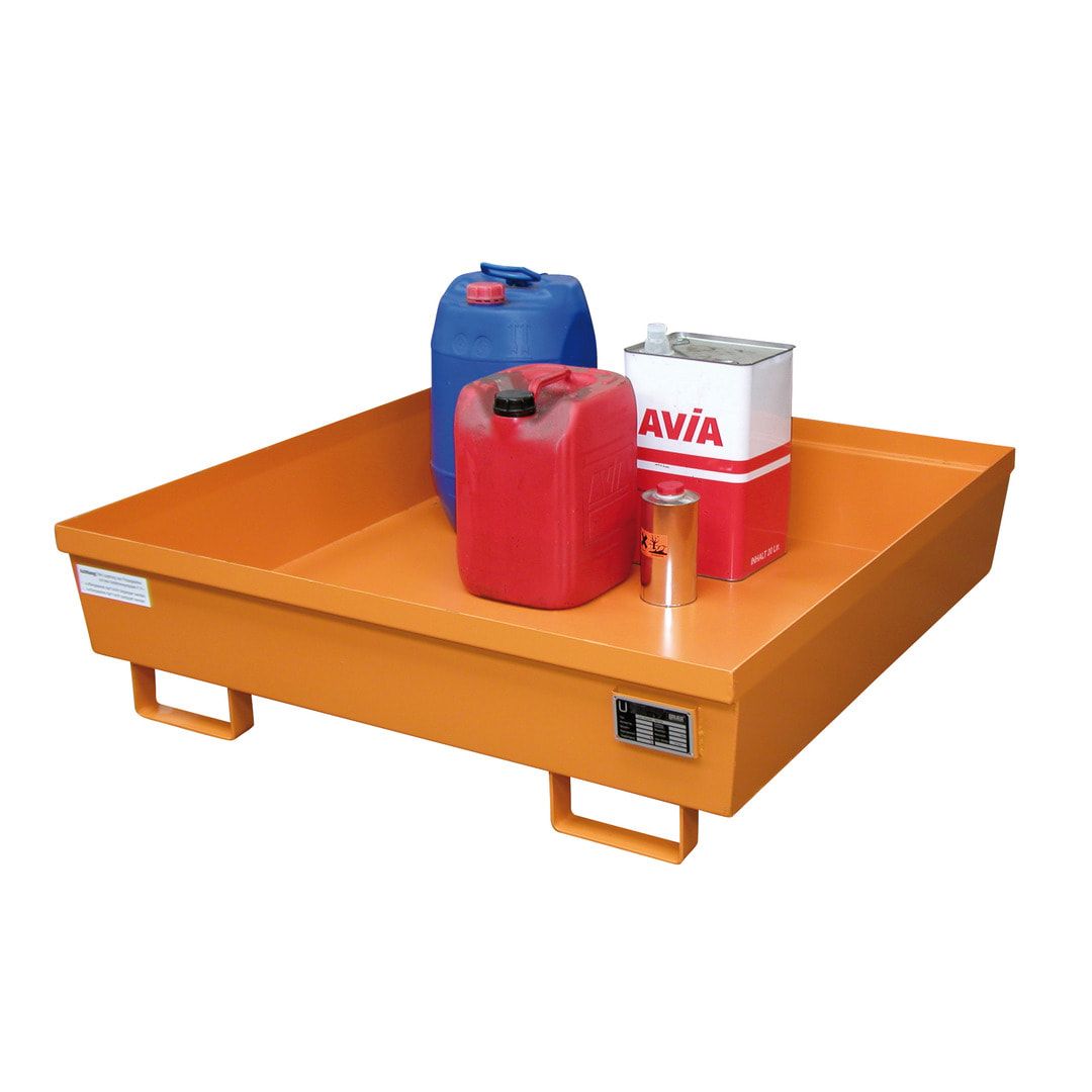Ineinander stapelbare Auffangwanne - Stahl - 280 l Volumen - Breite 1.200 mm - feuerrot