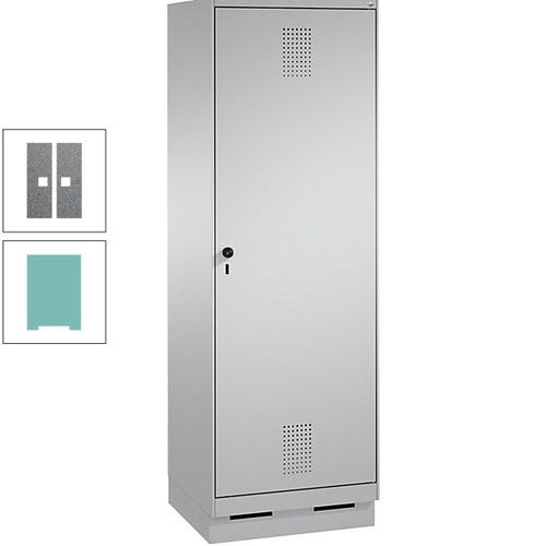 Doppel-Spind, Garderobenschrank, 1 Tür für 2 Abteile a 300 mm, Korpus anthrazitgrau, Türen anthrazitgrau, 1.800 x 600 x 500 mm (HxBxT)