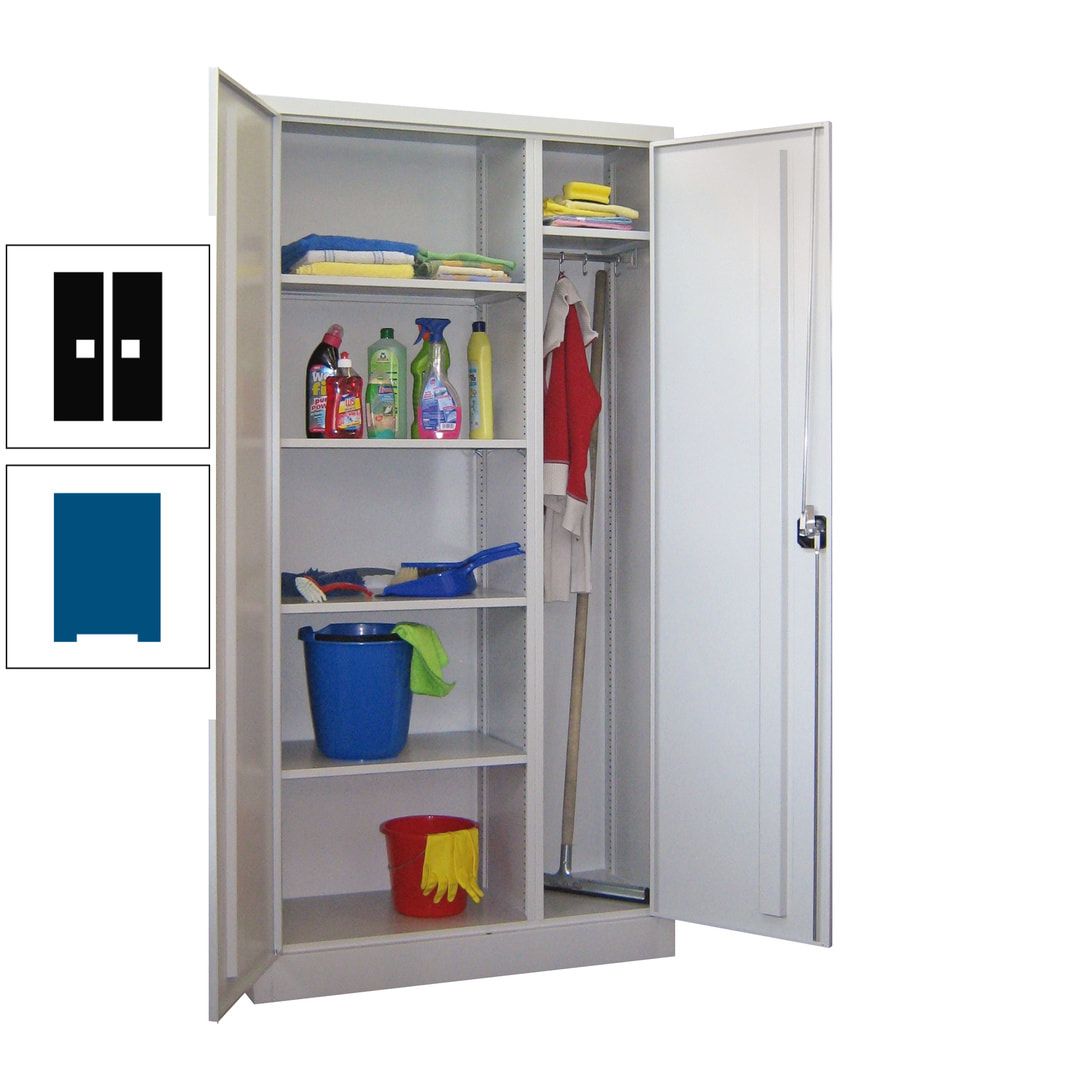 Putzschrank mit Trennwand - 1.950x1.000x400 mm (HxBxT) - Böden pulverbeschichtet - anthrazitgrau