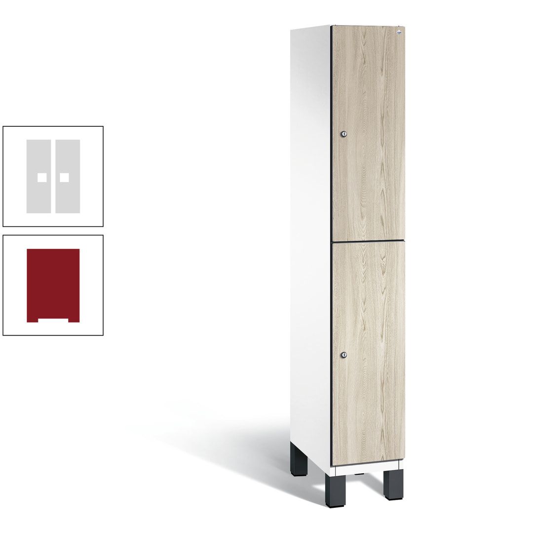 Fächerschrank, Garderobenschrank, mit Füßen, 1 Abteile, 1.980 x 300 x 525 mm (HxBxT), Korpus anthrazitgrau, Tür Donau-Ahorn