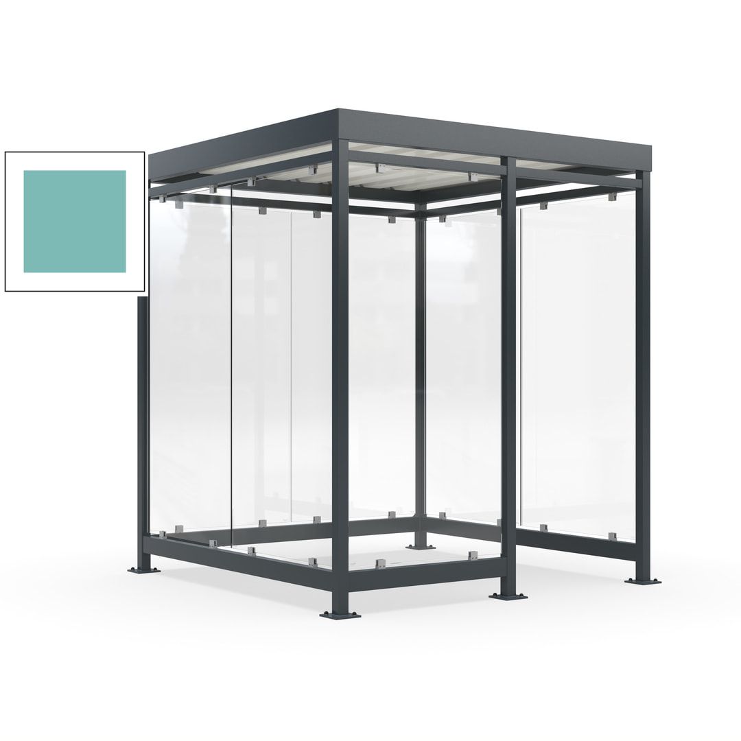 Raucherunterstand, Bushaltestelle, 7 Wände, 6-7 Personen, 2.510 x 2.165 x 2.165 mm (HxBxT), Farbe Achatgrau