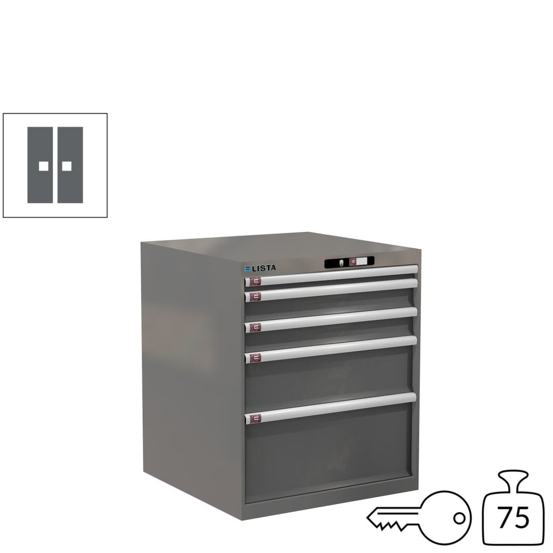 Lista Schubladenschrank - 14.411.010 - 850x717x725 mm (HxBxT) - 5 Schubladen - 75 kg - Key Lock - lichtblau (RAL 5012)