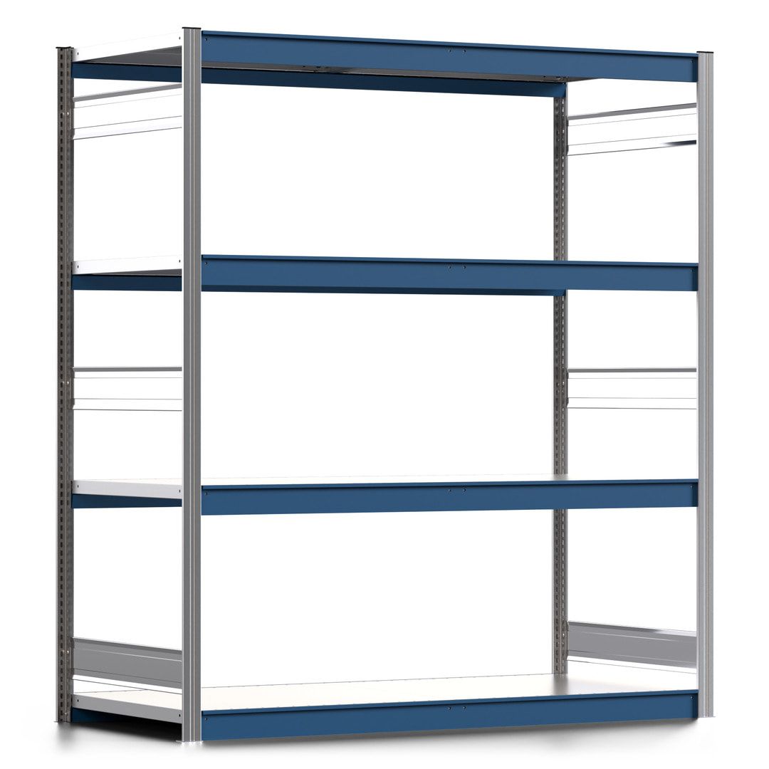 Weitspannregal EMIL - 2.000 x 1.750 x 800 mm (HxBxT) - Fachlast 400 kg - Anbauregal - Stahlfachböden - Lagerregal