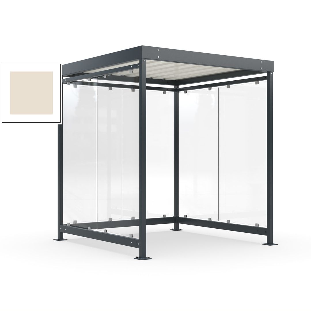 Raucherunterstand, Bushaltestelle, Bausatz, 6-7 Personen, 6 Wände, 2.510 x 2.165 x 2.165 mm (HxBxT), Achatgrau