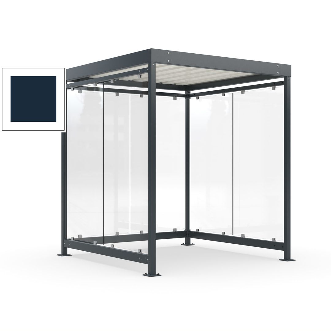 Raucherunterstand, Bushaltestelle, Bausatz, 6-7 Personen, 6 Wände, 2.510 x 2.165 x 2.165 mm (HxBxT), Achatgrau