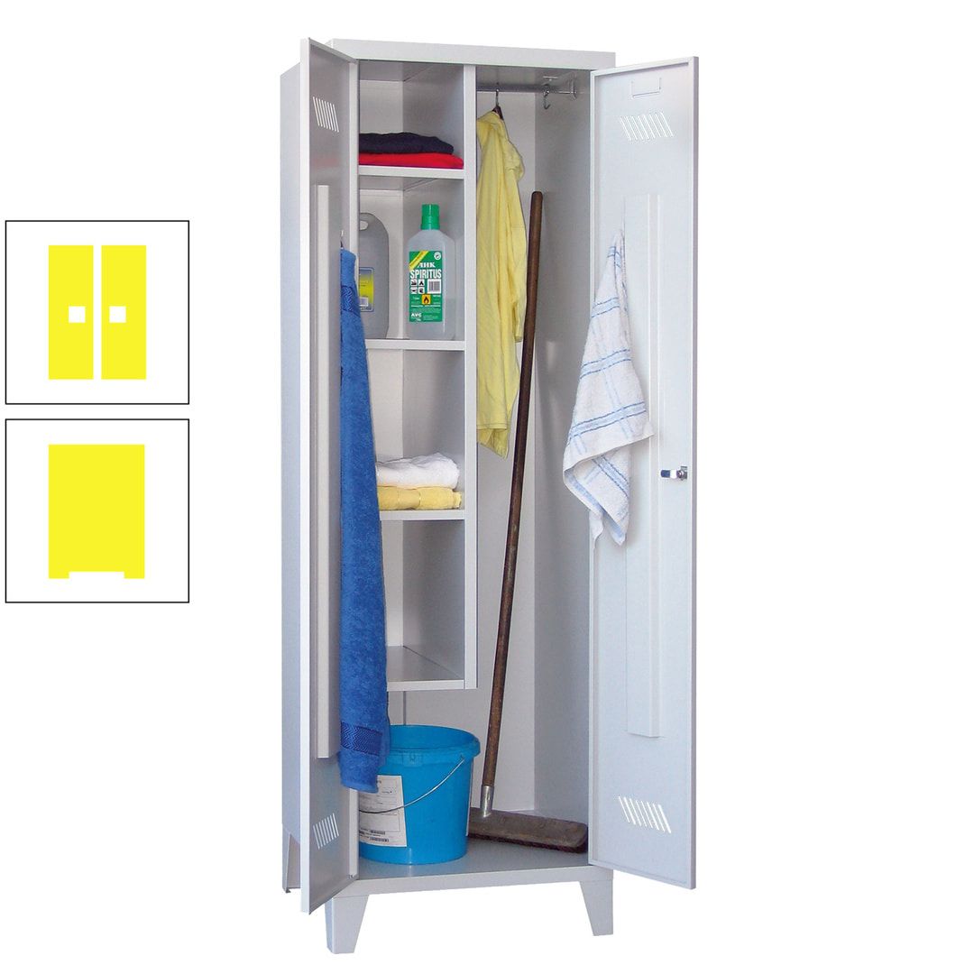 Putzschrank mit Füßen - 1 Abteil mit Trennwand - 1.850x600x500 mm (HxBxT) - Drehriegel - anthrazitgrau