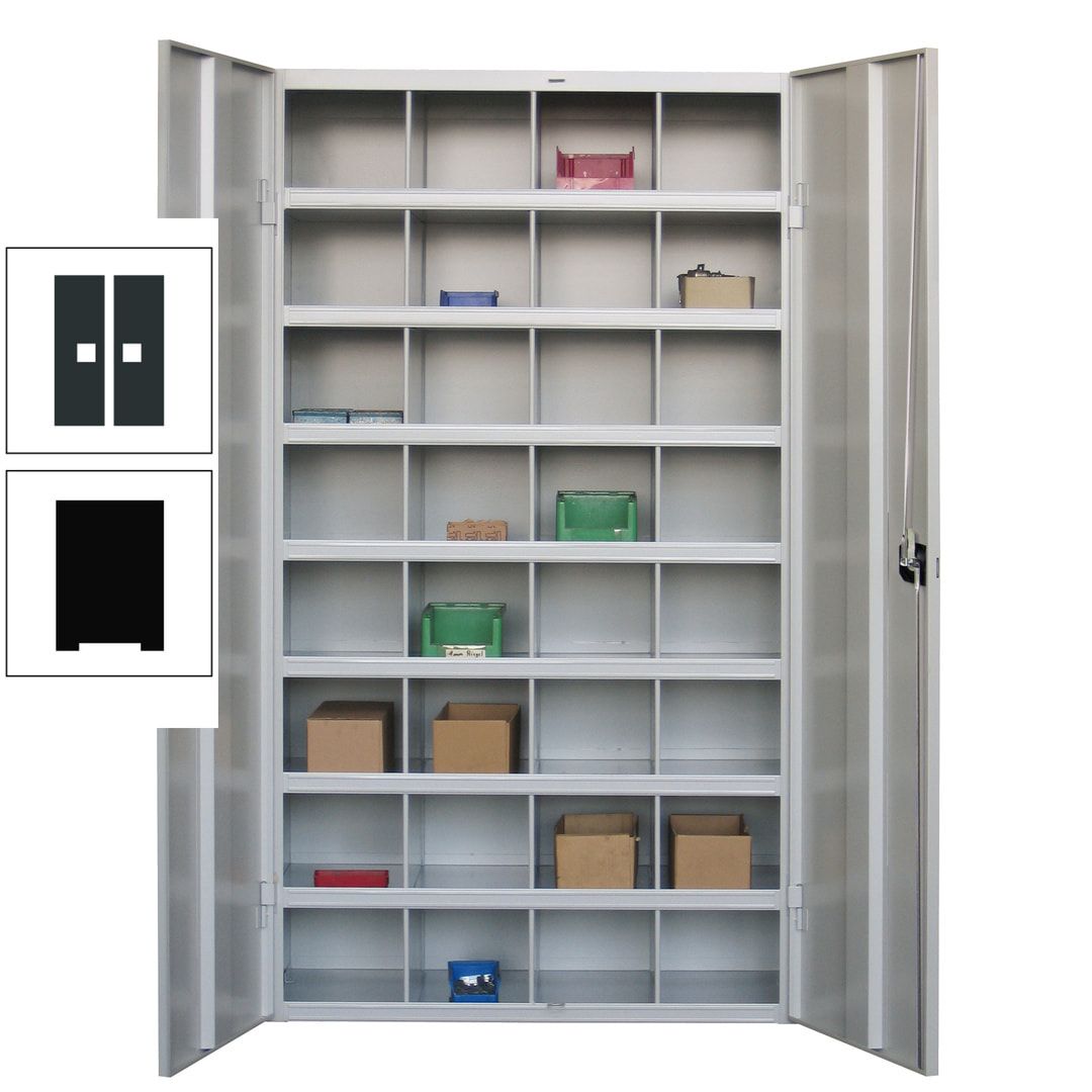 Fächerschrank - Sortierstation - Büroschrank - 32 Fächer - 1.800 x 1.000 x 530 mm (HxBxT) - Materialschrank - anthrazitgrau