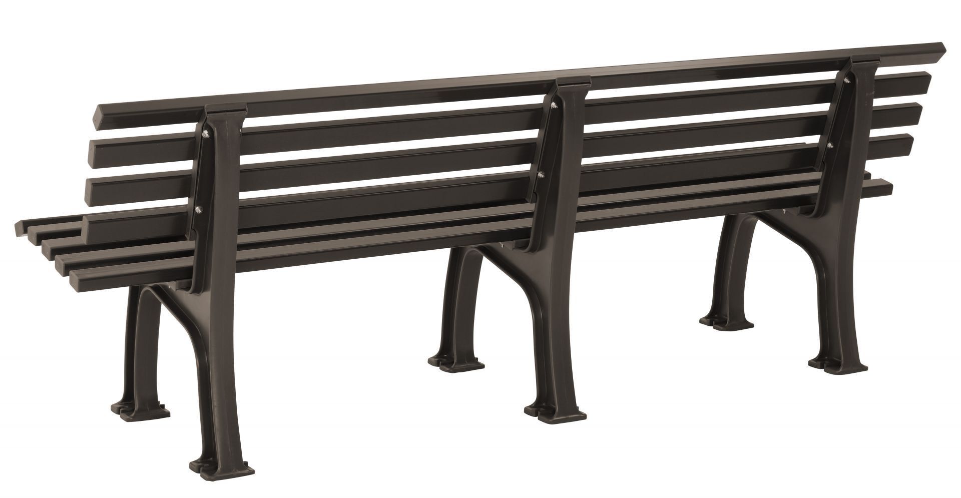 Parkbank, Gartenbank, 4-Sitzer, Kunststoff Sitzleisten, mit Rückenlehne, 740 x 2.000 x 540 mm (HxBxT), Farbe braun
