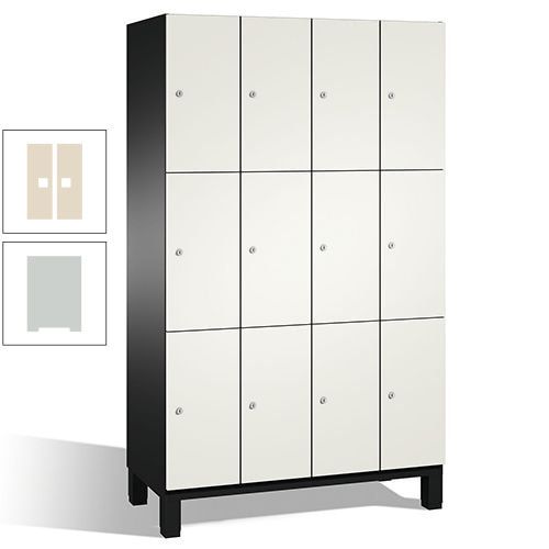 Fächerschrank, Stahlschrank, 12 Fächer, Türöffnungsbegrenzer, mit Füßen, Korpus lichtgrau, Tür anthrazitgrau, 1.980 x 1.200 x 525 mm (HxBxT)