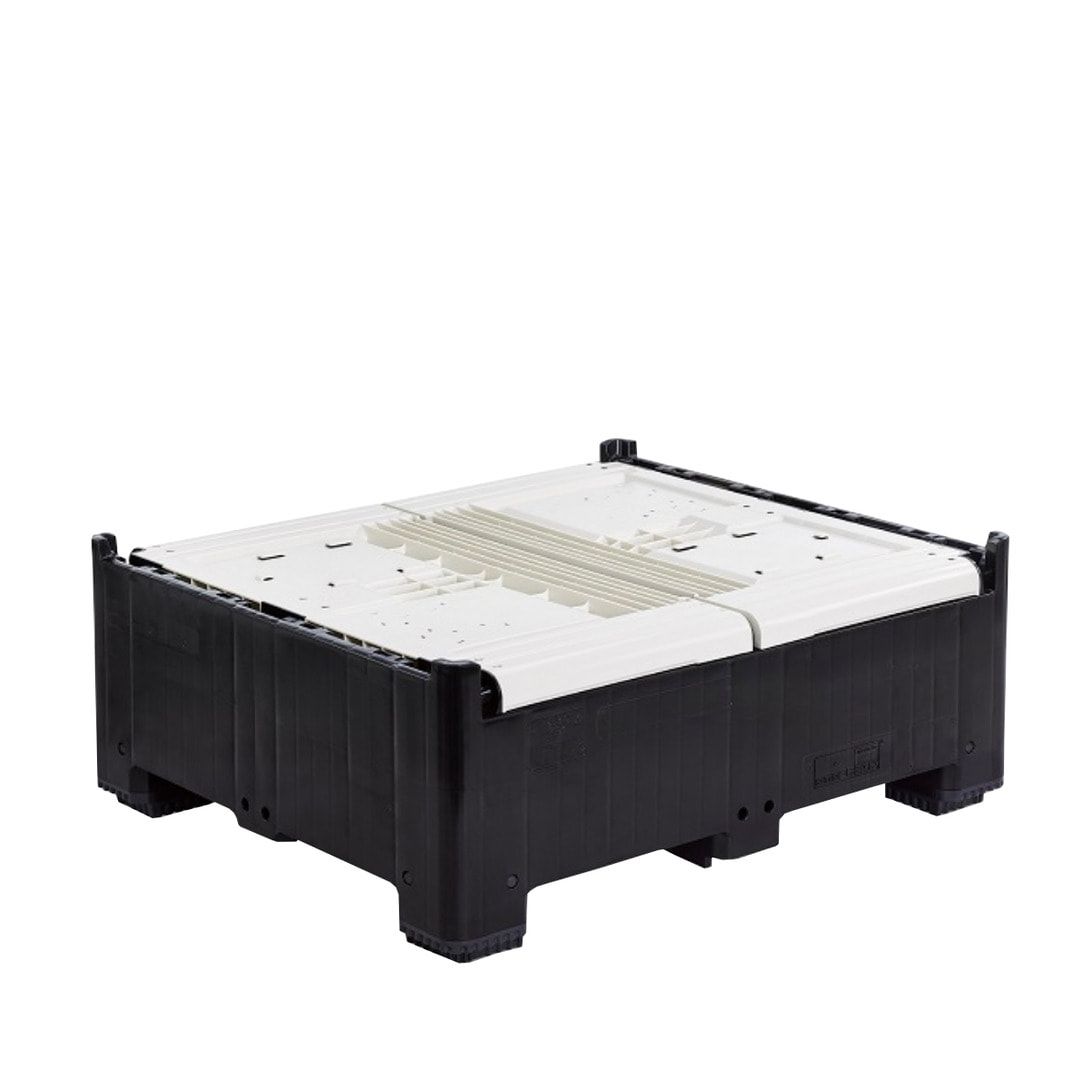 Palettenbox mit Füßen - Polyethylen - klappbar - Traglast 650 kg - 800 x 1.200 x 800 mm (HxBxT) - elfenbein/schwarz