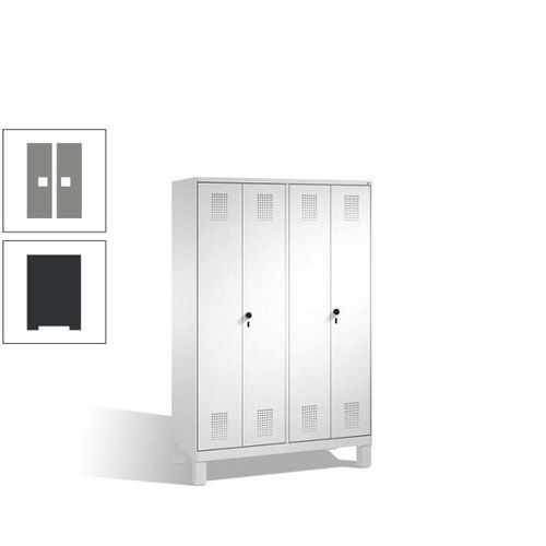 Doppel-Spind, Doppeltüren, Garderobenschrank mit Füßen, 4 Abteile a 300 mm, Korpus anthrazitgrau, Tür anthrazitgrau, 1.850 x 1.200 x 500 mm (HxBxT)
