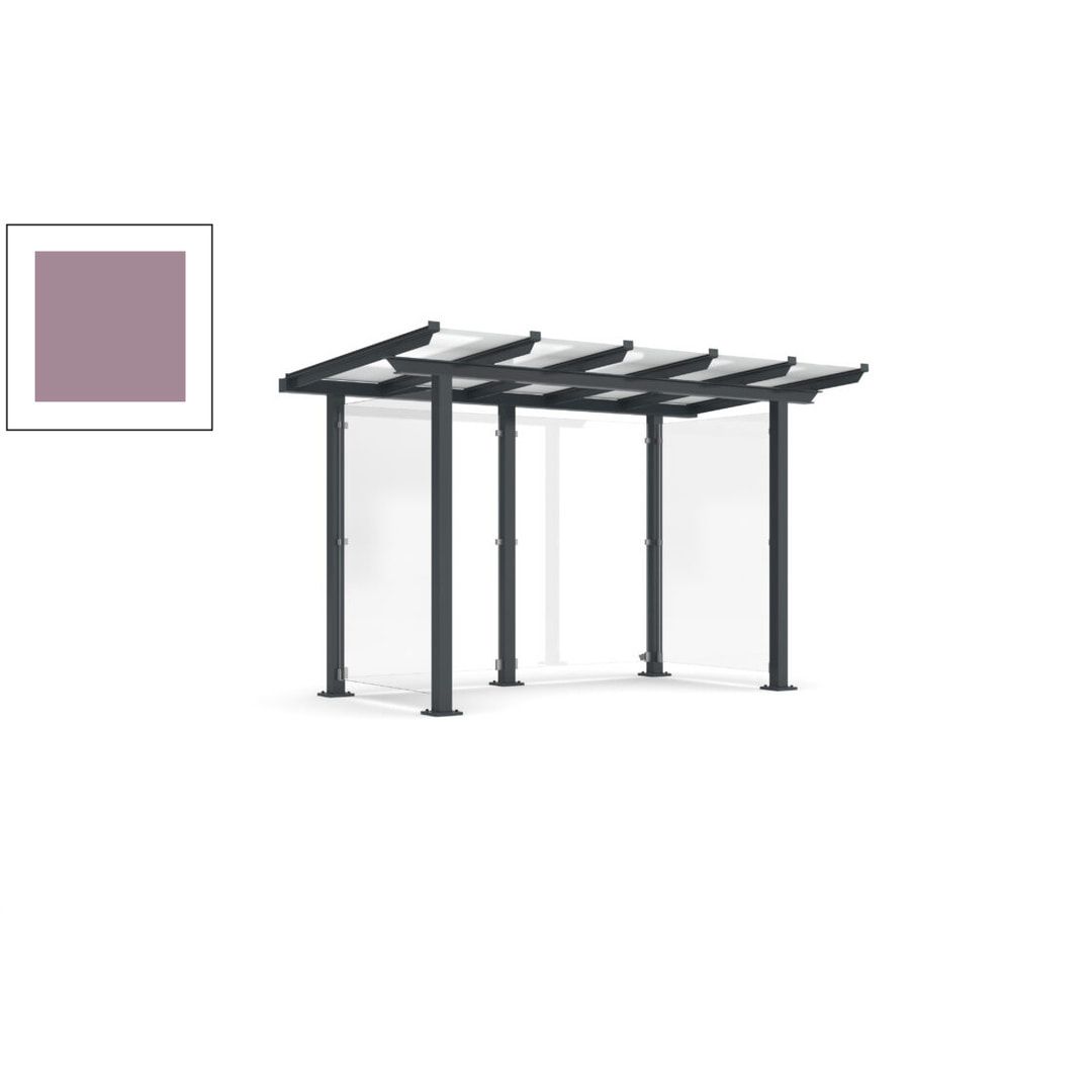 Unterstand mit Pultdach und Sicherheitsglas - feuerverzinkt und farbbeschichtet - 2.435 x 3.850 x 2.090 (HxBxT) - Farbe Achatgrau