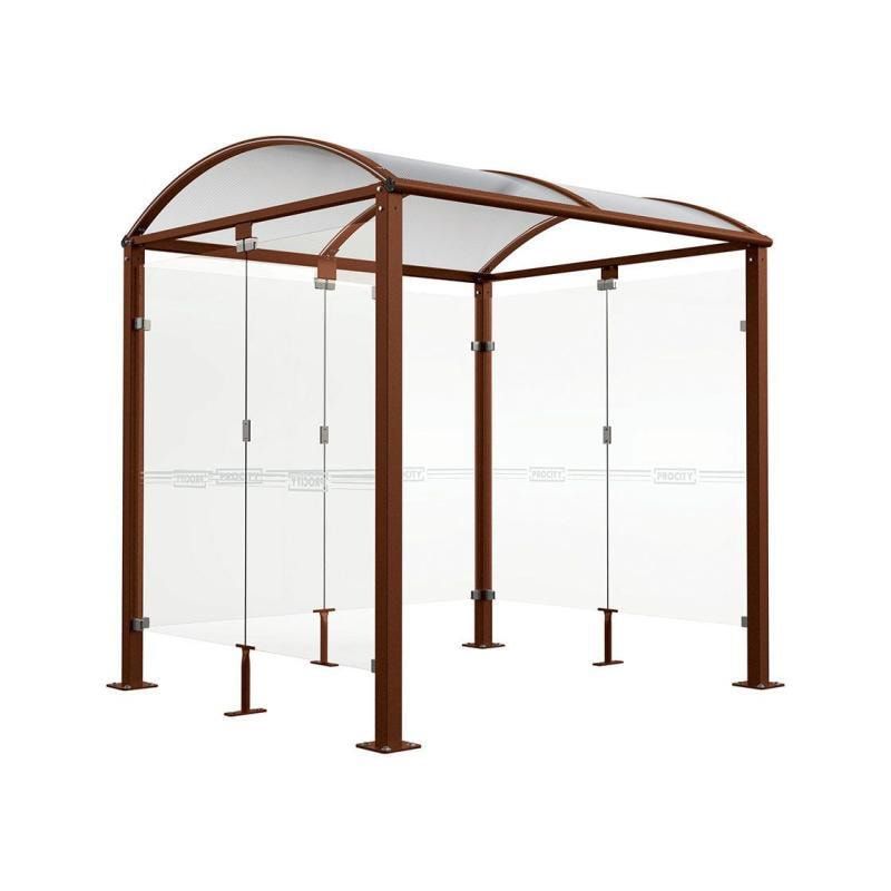 Fahrradunterstand, Fahrradüberdachung, All-in-One + Zusatz, Sicherheitsglas, 2.635 x 5.000 x 2.090 mm (HxBxT), auf Bodenplatten, Farbe enzianblau