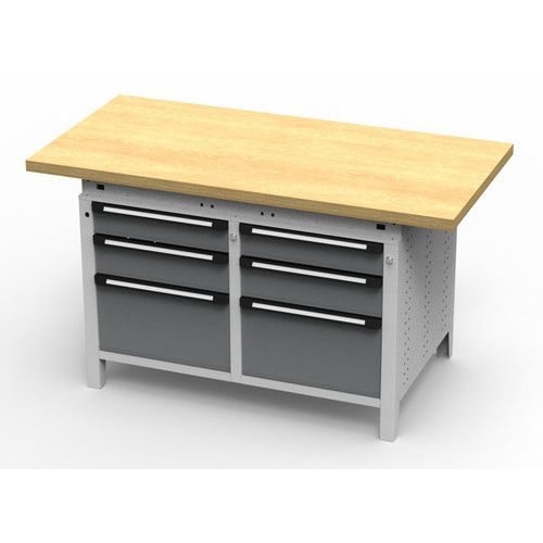 OTTOKIND Werkbank - bündige Arbeitsplatte - 850 x 1.150 x 750 mm (HxBxT) - 6 Schubladen - lichtgrau