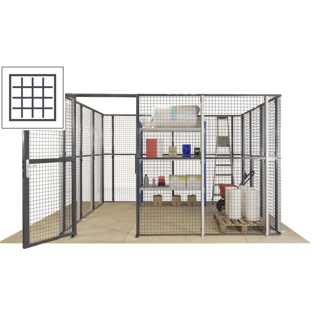 Maschinen Schutzgitter - Hallentrennwand - Sicherheitszaun - Tür - 72 m - 2.200 x 21.400 x 15.400 mm (HxBxT) - enzianblau