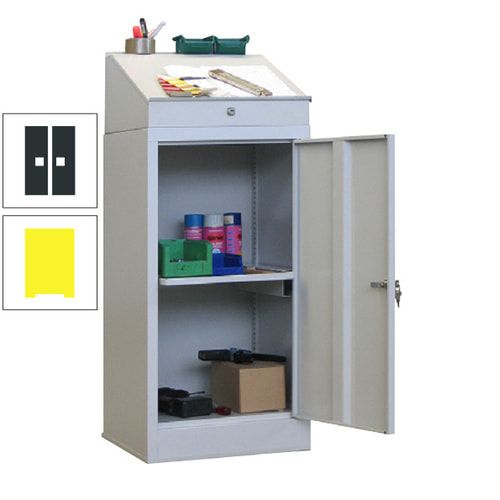 Stehpult mit Schrank - Vollblechtür - Zylinderschloss - 1 Ausziehboden - 1.270x500x500 mm (HxBxT) - anthrazitgrau