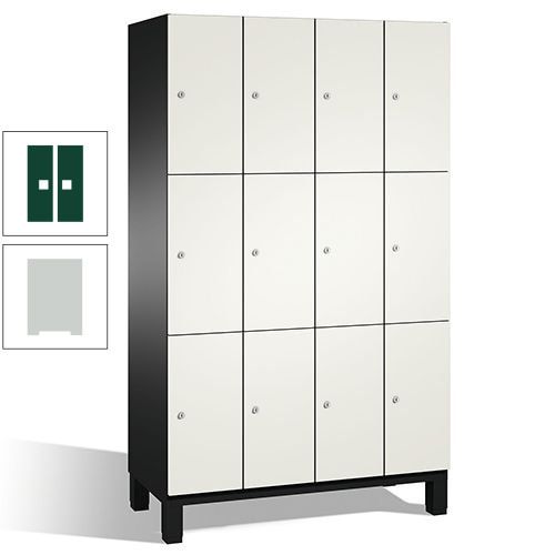 Fächerschrank, Stahlschrank, 12 Fächer, Türöffnungsbegrenzer, mit Füßen, Korpus lichtgrau, Tür anthrazitgrau, 1.980 x 1.200 x 525 mm (HxBxT)