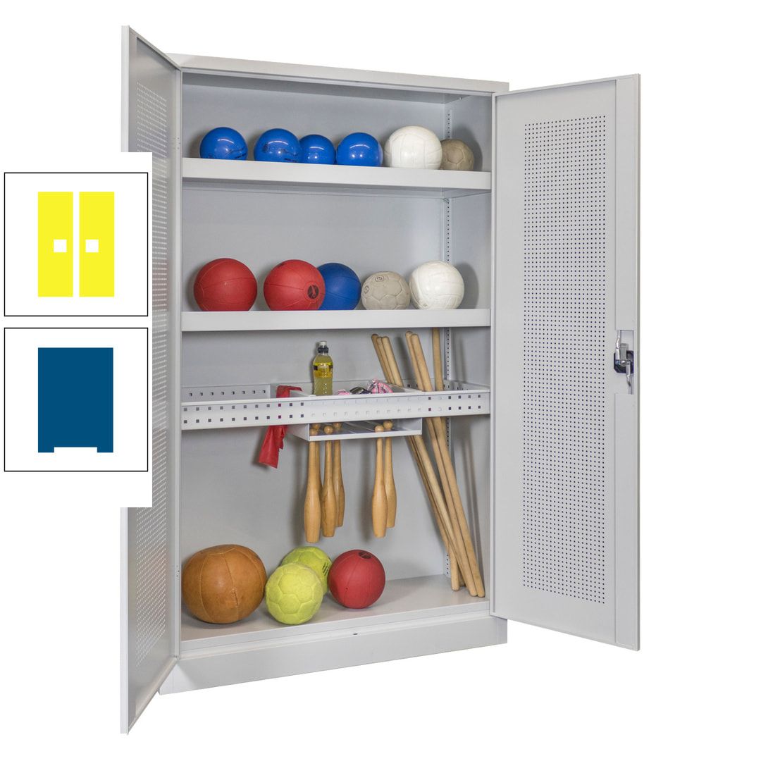 Sportschrank - Lochfeldtüren - Variante 2 - 1.950x1.200x500 mm (HxBxT) - anthrazitgrau