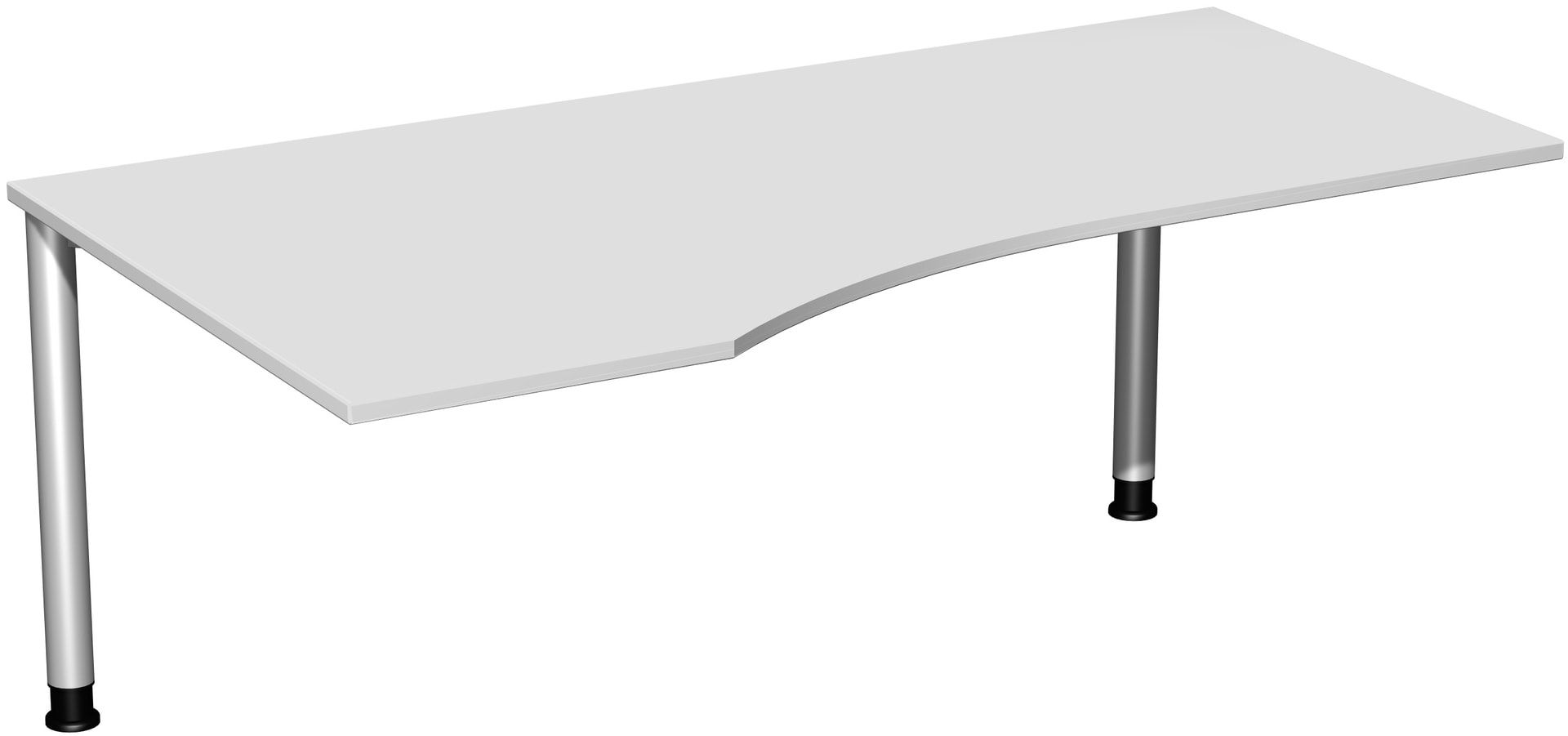 Eckschreibtisch mit einseitig verkürzten Füßen, 4-Fuß Flex, Ecke links, Höhe 680-800 mm, 1.600 x 1.000 mm (BxT), Gestell anthrazit, Ahorn