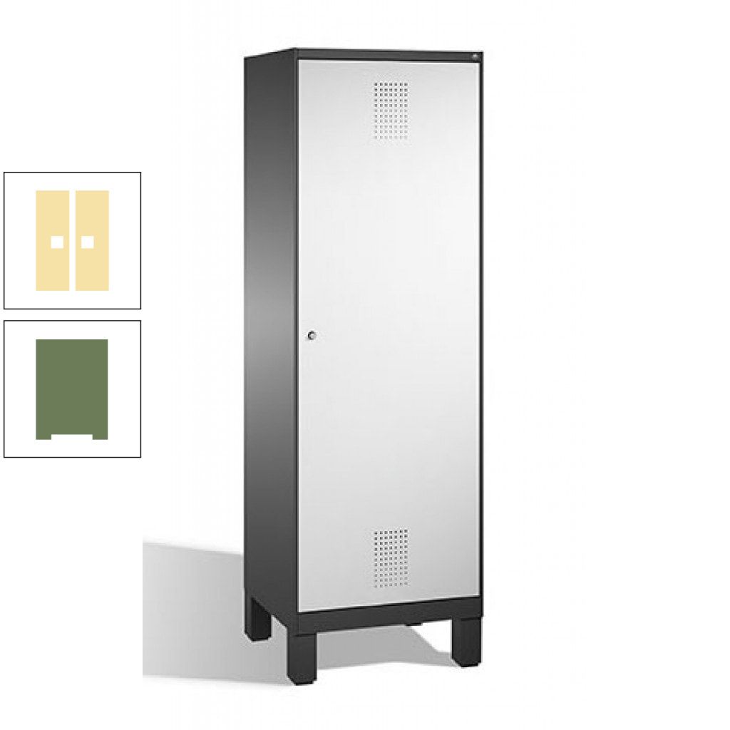 Doppel-Spind, Garderobenschrank, 1 Tür für 2 Abteile a 300 mm, Korpus anthrazitgrau, Türen anthrazitgrau, 1.850 x 600 x 500 mm (HxBxT)