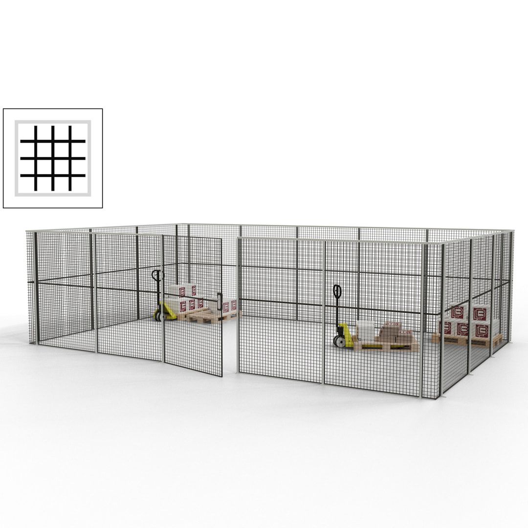 Maschinen Schutzgitter - Hallentrennwand - Sicherheitszaun - Tür - 22 m - 2.200 x 7.900 x 4.900 mm (HxBxT) - enzianblau