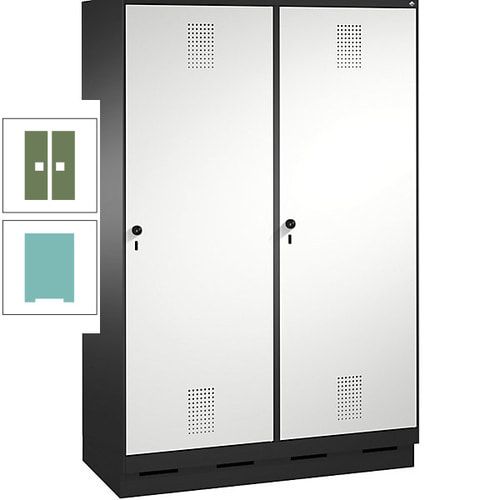 Doppel-Spind, Garderobenschrank, 2 Türen für 4 Abteile a 300 mm, Korpus anthrazitgrau, Türen anthrazitgrau, 1.800 x 1.200 x 500 mm (HxBxT)
