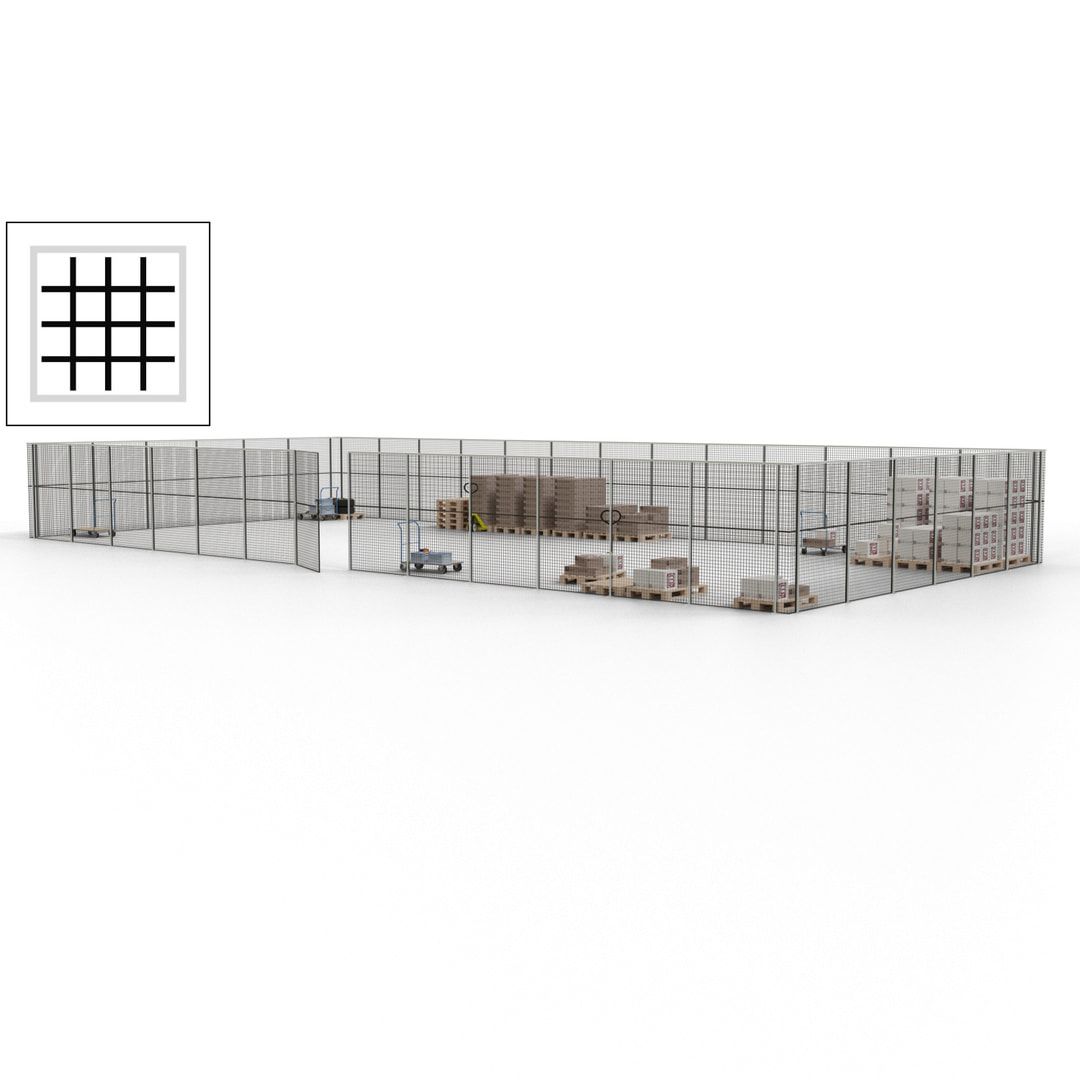 Maschinen Schutzgitter - Hallentrennwand - Sicherheitszaun - Tür - 57 m - 2.200 x 19.900 x 9.400 mm (HxBxT) - enzianblau
