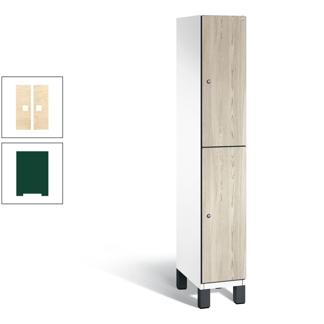 Fächerschrank, Garderobenschrank, mit Füßen, 1 Abteile, 1.980 x 300 x 525 mm (HxBxT), Korpus anthrazitgrau, Tür Donau-Ahorn