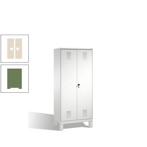 Doppel-Spind, Doppeltüren, Garderobenschrank mit Füßen, 2 Abteile a 400 mm, Korpus anthrazitgrau, Tür anthrazitgrau, 1.850 x 800 x 500 mm (HxBxT)