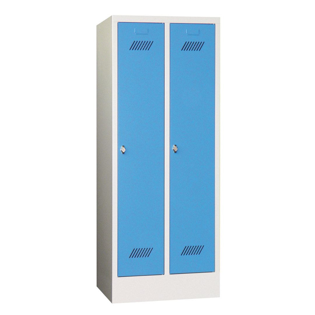 Spindschrank f. Schulen - mit Sockel - Höhe 1.600 mm - 2 Abteile a 300 mm - Drehriegel - anthrazitgrau