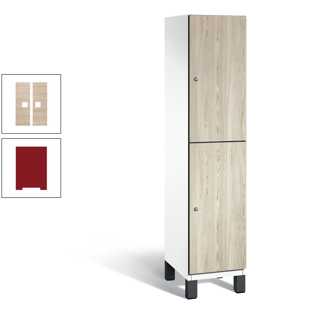 Fächerschrank, Garderobenschrank, mit Füßen, 1 Abteile, 1.980 x 400 x 525 mm (HxBxT), Korpus anthrazitgrau, Tür Donau-Ahorn