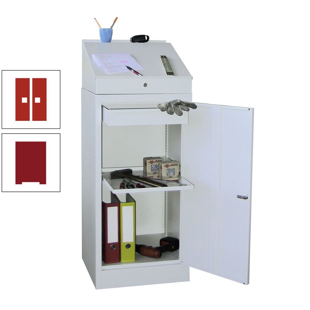 Stehpult mit Schrank - Vollblechtür - Zylinderschloss - 1 Einlegeboden, 1 Schublade - 1.270x500x500 mm (HxBxT) - anthrazitgrau