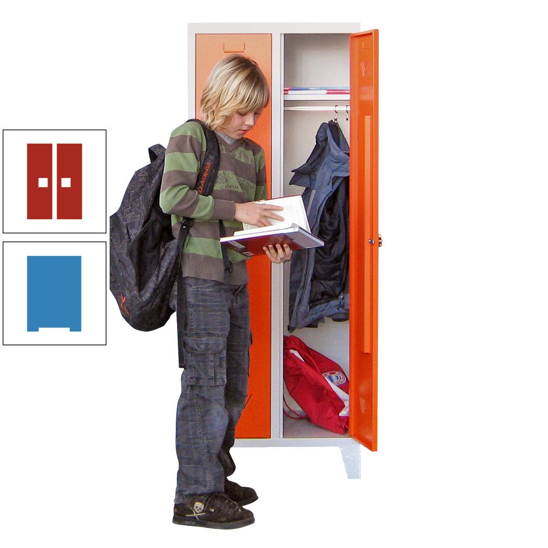 Spindschrank f. Schulen - mit Füßen - Höhe 1.600 mm - 3 Abteile a 300 mm - Drehriegel - anthrazitgrau