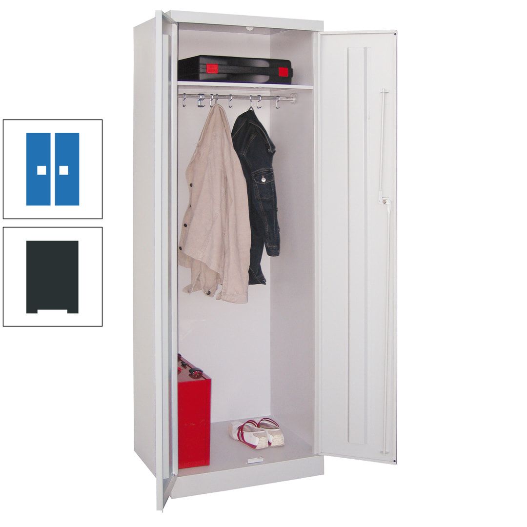 Garderobenschrank - 1 Fachboden - Kleiderstange - 1.800x600x500 mm (HxBxT) - Zylinderschloss - anthrazitgrau