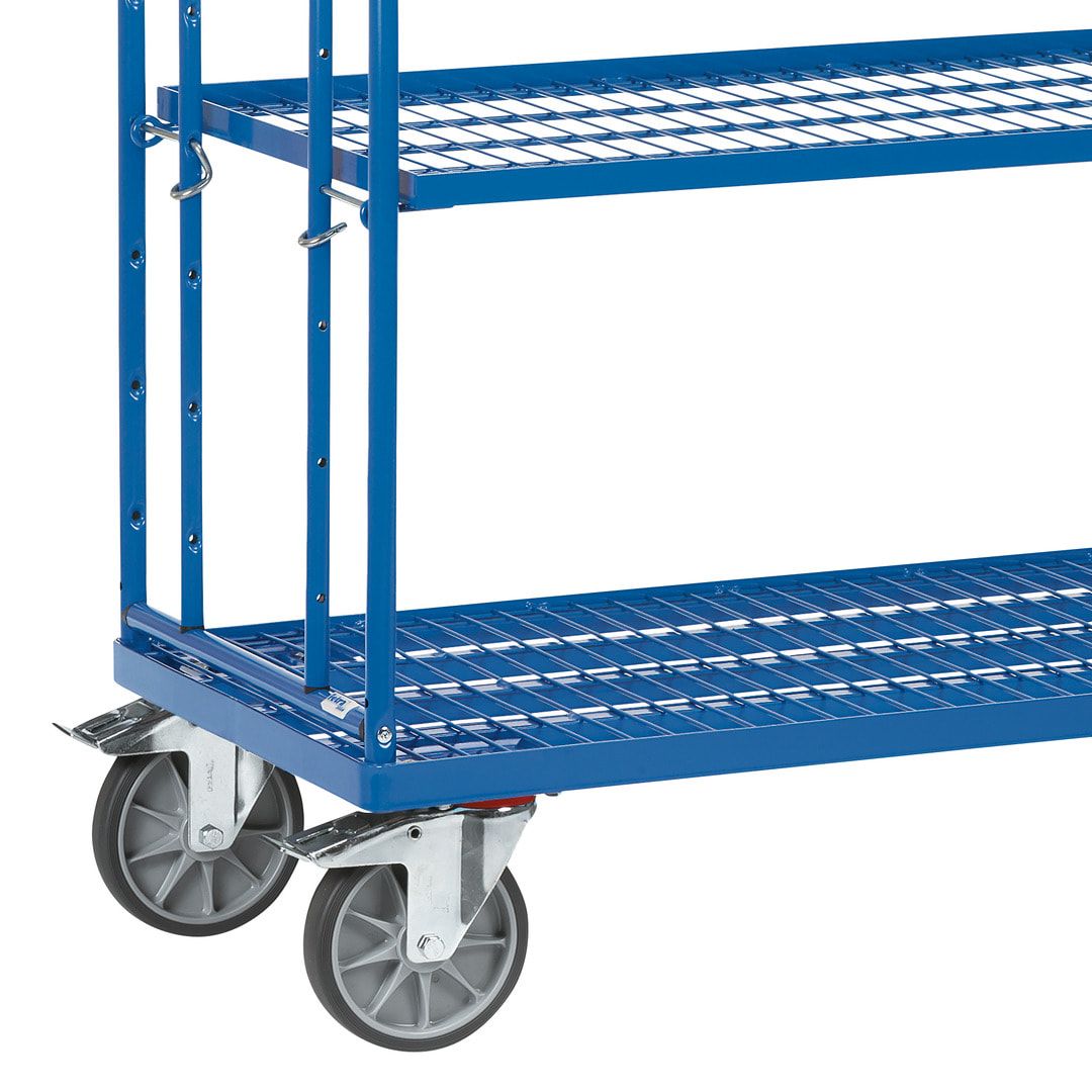 Fetra - Etagenwagen m. Schrägböden - Tragkraft 500 kg - 1.800 x 1.430 x 620 mm (HxBxT) - 4 Drahtgitter-Böden