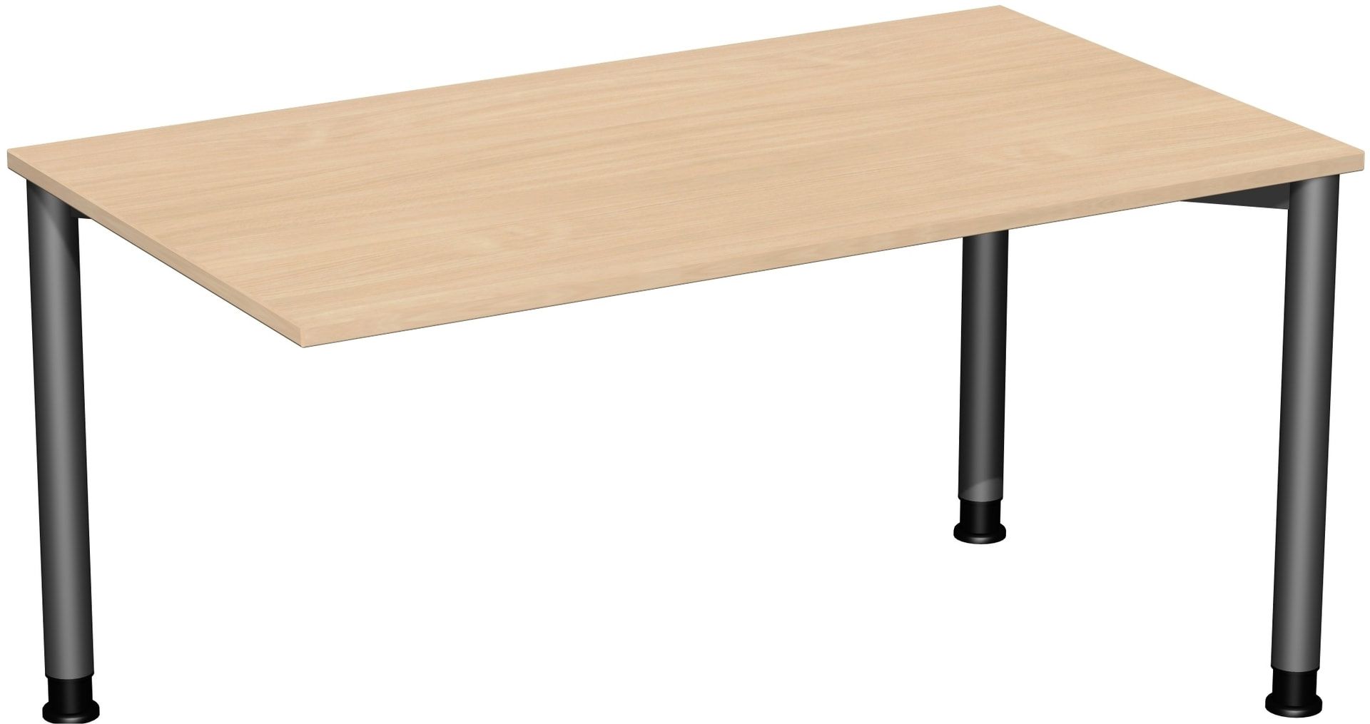 Schreibtisch - 4-Fuß Flex - Bürotisch - Höhe 680-800 mm - 1.000 x 800 mm (BxT) - Gestell anthrazit - Ahorn