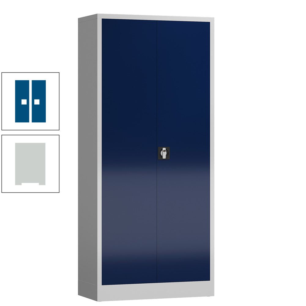 Mehrzweckschrank, Stahlschrank, 2 Abteile, 5 Fächer, 1.800 x 800 x 380 mm (HxBxT), Kleiderstange, Stahl, Korpus: lichtgrau, Front: anthrazitgrau