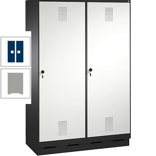 Doppel-Spind, Garderobenschrank, 2 Türen für 4 Abteile a 300 mm, Korpus anthrazitgrau, Türen anthrazitgrau, 1.800 x 1.200 x 500 mm (HxBxT)