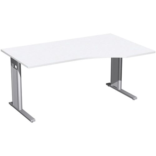 Eckschreibtisch, Ecke rechts, Füße einseitig verkürzt, C-Fuß Pro, 720 x 1.600 x 1.000 mm (HxBxT), Gestell silber, Dekor Ahorn
