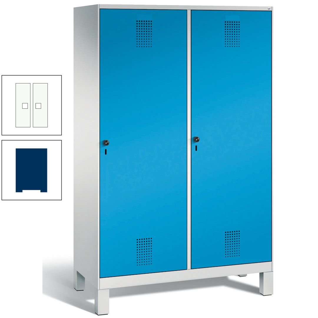 Doppel-Spind, Garderobenschrank, 2 Türen für 4 Abteile a 300 mm, Korpus anthrazitgrau, Türen anthrazitgrau, 1.850 x 1.200 x 500 mm (HxBxT)